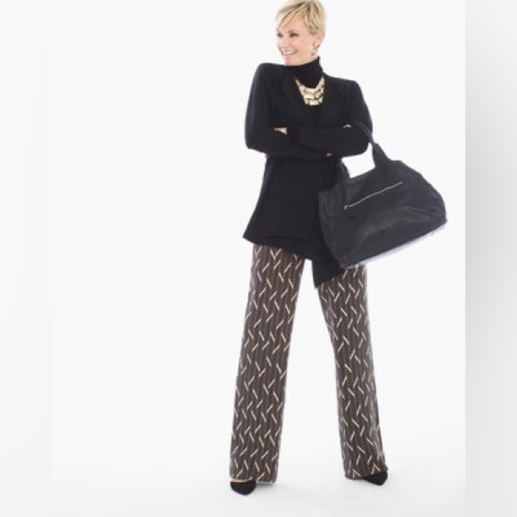 Chico’s Ultimate Fit Elevated Miter-Print Wide-Leg Pants Size 2 (L-12) - Picture 3 of 7